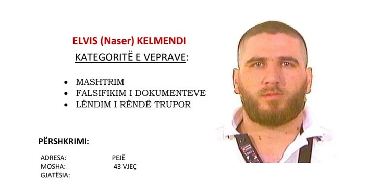 Polizei sucht Hilfe für die Bürger in Bezug auf Elvis (Naser) Kelmendi