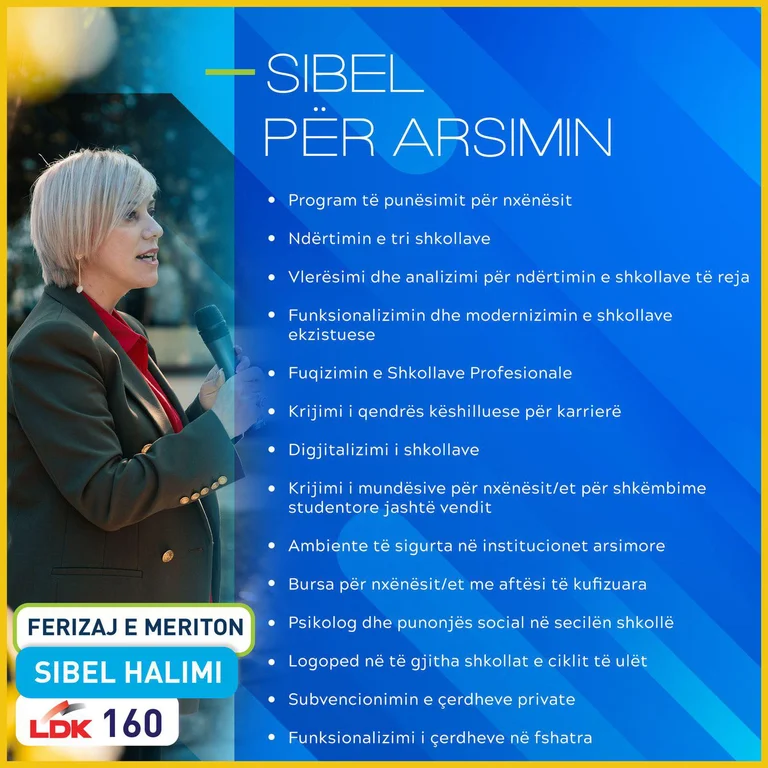 Sibel Halimi shpalos programin për arsimin