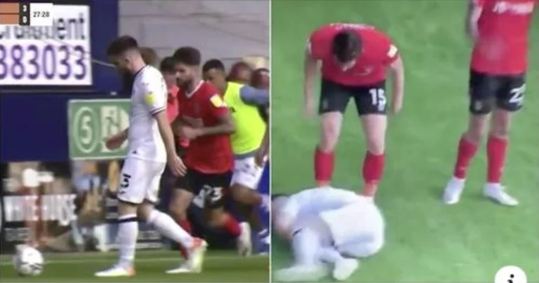 Interneti është i shokuar si shpëtoi pa të kuq lojtari i Luton Town pas kësaj veprimi kriminal ndaj kundërshtarit