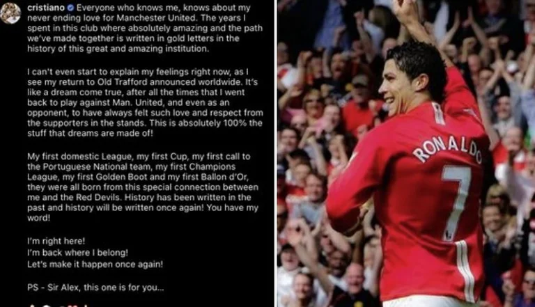 Ronaldo me postim emocionues në Instagram pas kthimit tek Man Utd, disa fjalë edhe për Ferguson