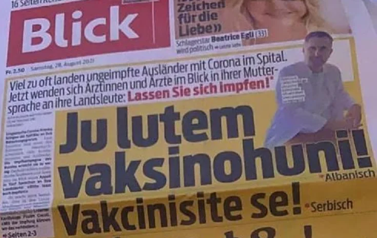 Les Albanais augmentent leur nombre par COVID-19, le journal suisse s'adresse aux Albanais : Vaccinez !