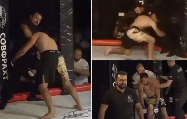 Çmenduri në Rusi: Gjyqtari i MMA ngulfatë luftëtarin, pasi nokautohet brenda 10 sekondave
