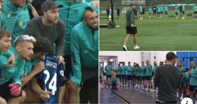 Le immagini di Heartening mostrano esattamente come i giocatori Inter reagiscono quando vedono Ericksen dopo il crollo