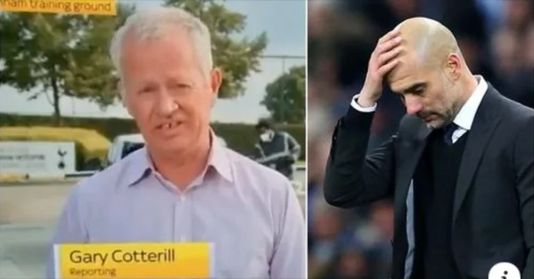 El reportero accidentalmente lo llama Manchester City.