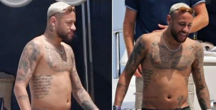 Tout le monde se moque de Neymar son ventre semble exploser des vacances de luxe brésiliennes.