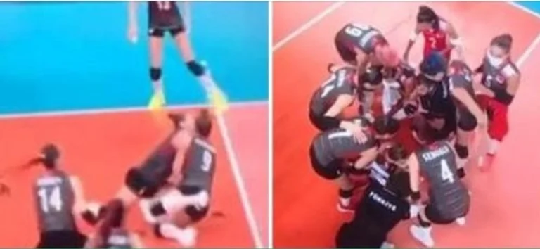 Colleagues of volleyball remain bloody at the Olympics, following horror head crashes