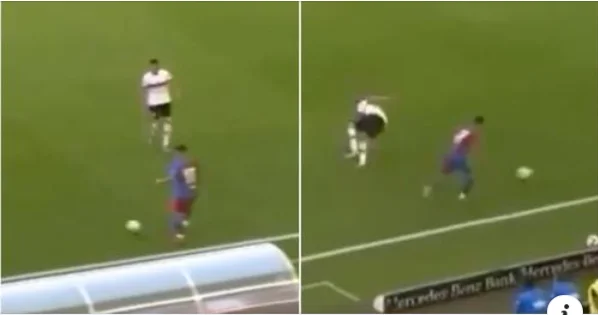 Yusuf Demiri di Barca umiliò il giocatore di Stutgart, identico a Roberto Carlos una volta.
