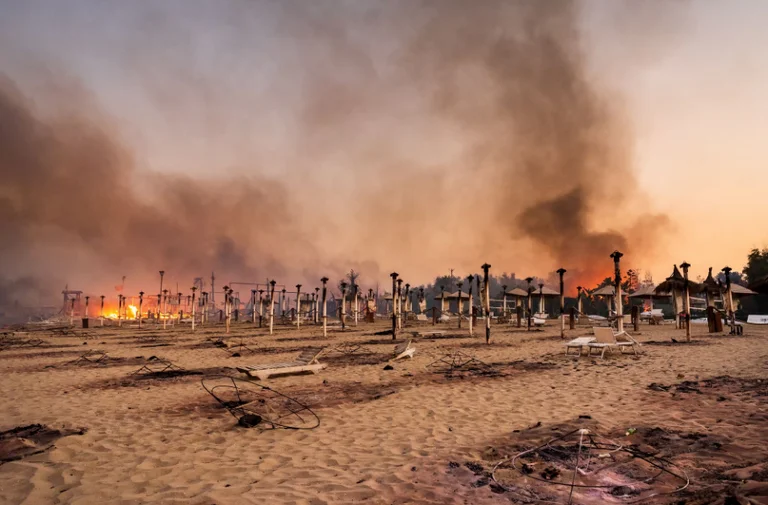 Fuoco anche in Italia bruciano tende sulla spiaggia