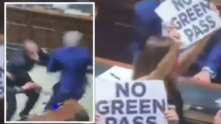 Scene imprecise nel parlamento italiano, il deputato seguito da causa di sicurezza di protesta