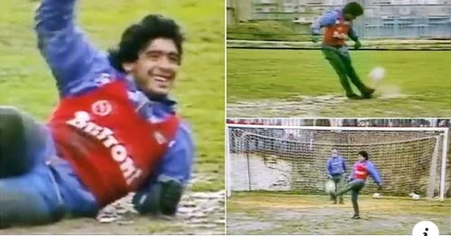 The images of Diego Maradona training between the mortar show him to be a real football genius
