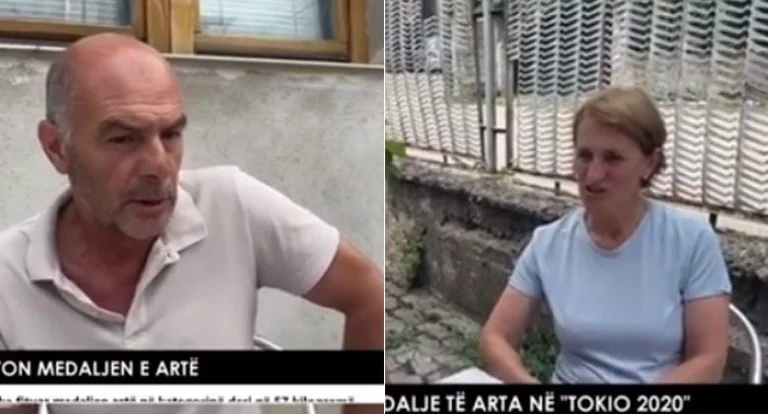 Nora and Achilles Gjakova's parents respond excitedly after gold medal at the Olympics