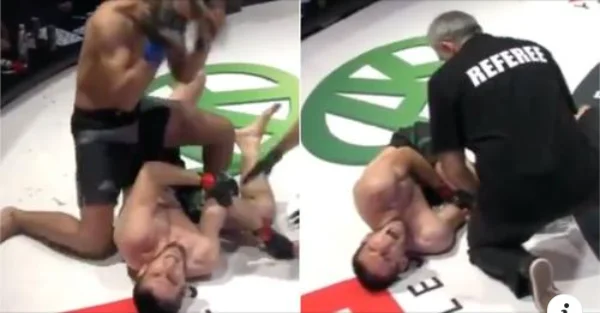 Der russische MMA-Kämpfer leidet während des Käfigs mit Mechi