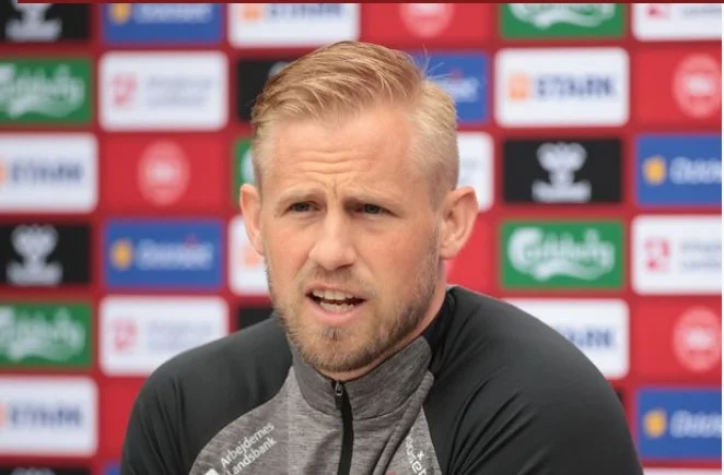 Denmark's Kasper Schmetichel ridicules England fans in front of the Euro 2020 semifinal