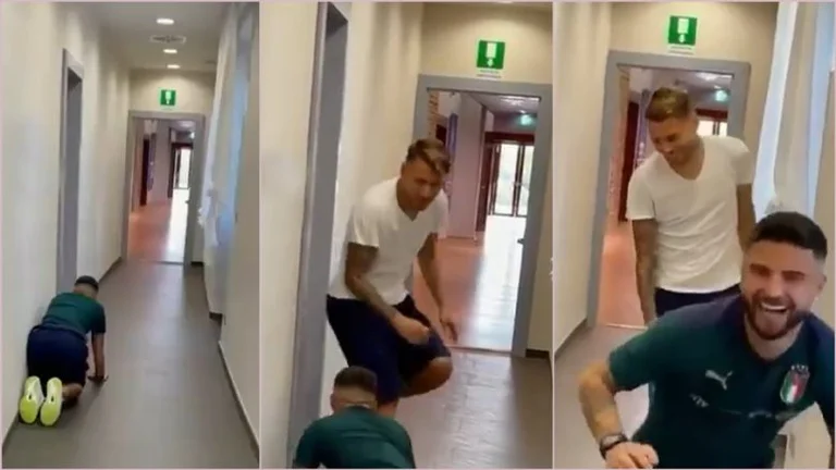 Italia, el único país que se divierte y juega: Insigne esperó a Immobile para asustarlo