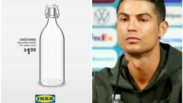 IKEA presenta la botella de agua llamada Cristiano después de hacer la anticomunicación - Coca Cole