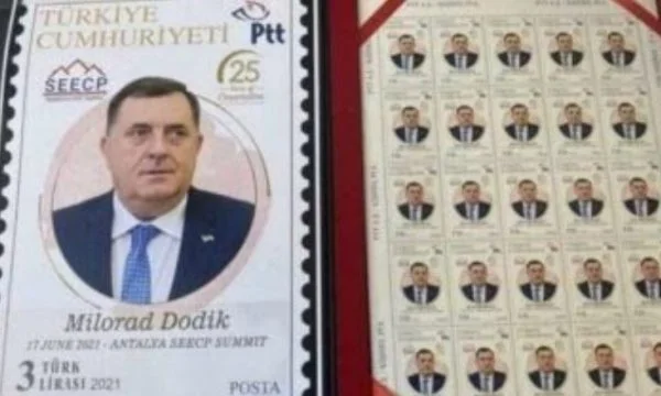 Tesoro Turchia: Milorad Dodik il miscredente Srebrenica appare al timbro postale dello stato turco
