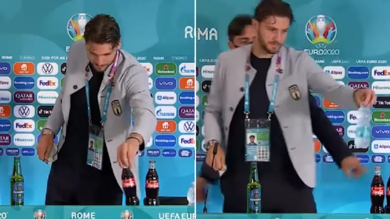 Ylli i Italisë i bashkohet Ronaldos në heqjen e shisheve të Coca-Colas në konferencën për shtyp