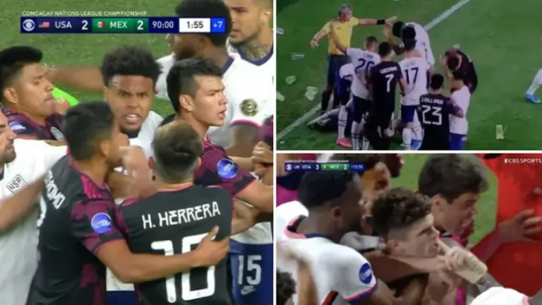Fist, skirmish, fuegos artificiales de EE.UU. declaró campeón de ONCAAF después de derrotar las finales de México en un tenso partido