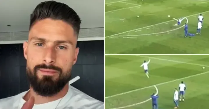 Olivier Giroud marks an absolutely world-class volette in training and publishes it in TikTok