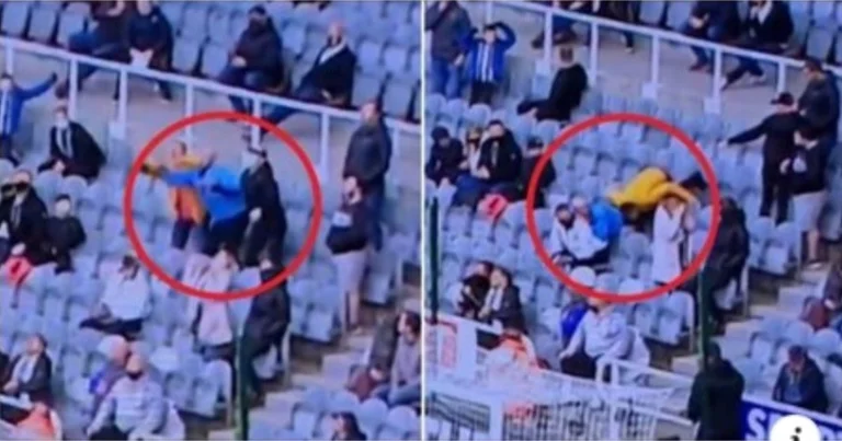 Il fan di Newcastle diventa virale dopo aver quasi rotto il collo cercando di colpire la palla nella vasca.