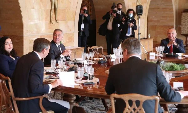Osmani with other Balkan leaders at work lunch after the “Brdo-Brium” meeting, Vuciqi