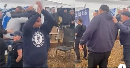The viral video of Chelsea fans celebrating the draw goal before they realized it was canceled