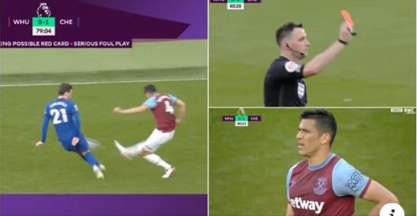 Fabian Balbuena a pris le rouge le plus dur de la saison contre Chelsea aujourd'hui