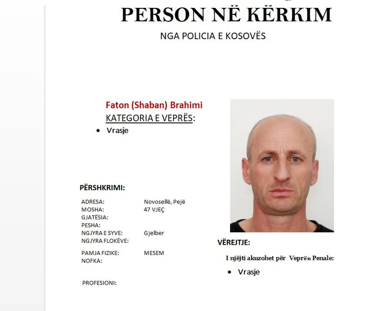 Le suspect de meurtre d'hier soir à Novoselle recherché par la police