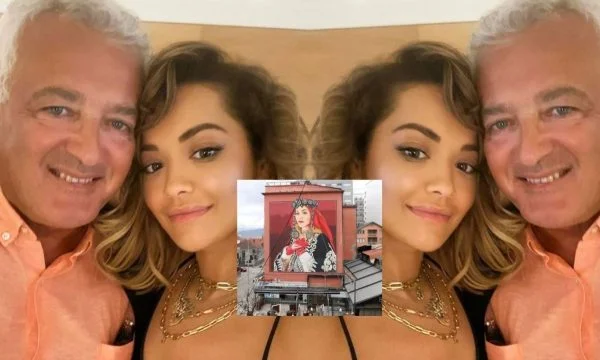 This is the reaction of Rita Ora's father, after setting her wall on Ferizaj