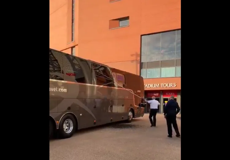 Real Madrid's bus was attacked in Liverpool, smashed into a mosque while traveling toward England.