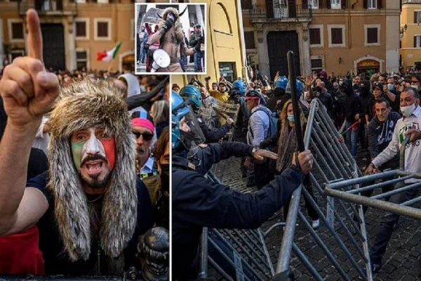 Italia en protesta violenta contra - protestas CO V ID: Varias conspiraciones nacen