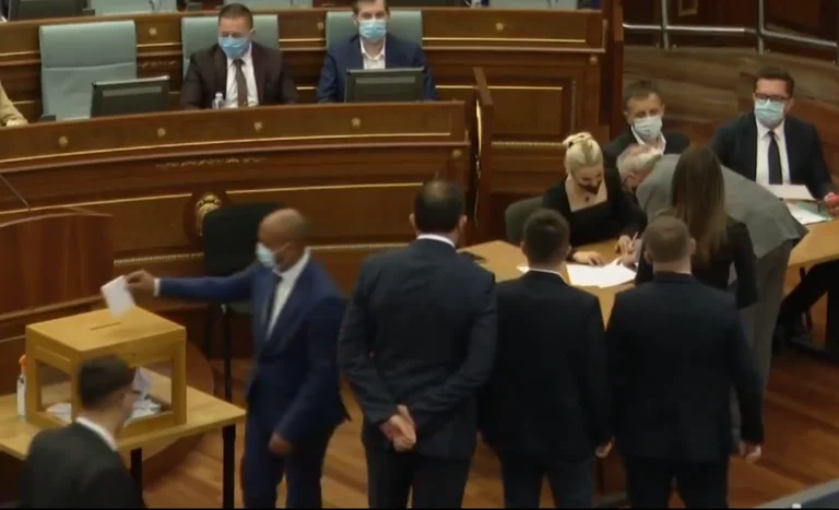 Fadil Gashi takes part in the vote