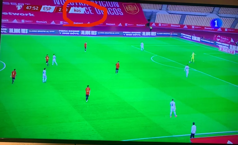Spanish public television scandal, Kosovo name, written in small letters