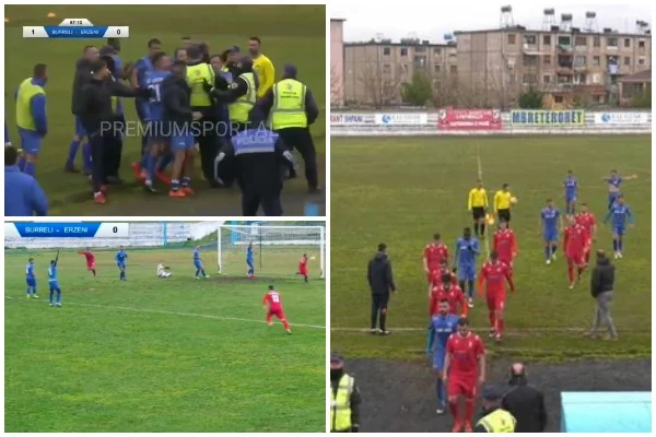 Përleshje në futbollin shqiptar: Pas golit, plasin kacafytjet mes policisë dhe futbollistëve