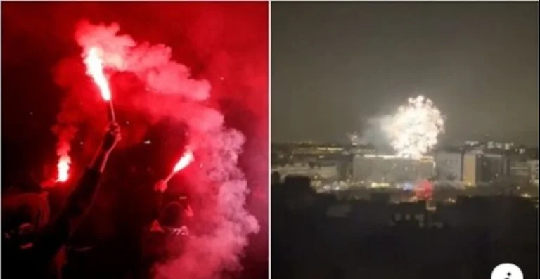 Les fans de SPG vengent Barcelone en éclairant les feux d'artifice à l'extérieur de l'hôtel d'équipe à 4 heures.