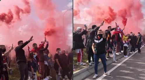 Una hora antes del derby de Madrill: Miles de fans inundan el metropolionda.
