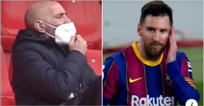 Details erkannt durch die angespannte Messing Mit Monch im Tunnel nach dem Barcelona-Seville Spiel