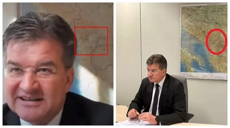 Karte in Lajcaks Büro diskutiert auf der Tagung des Sicherheitsrats in Serbien
