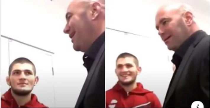 Rare images show Dana White's reaction after seeing Khahabi in action for the first time