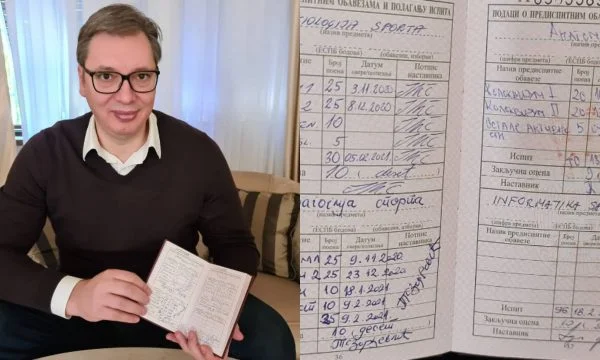 Vuçiqi ende student, e kryen semestrin e parë dhe tregon indeksin me notat që ka marrë