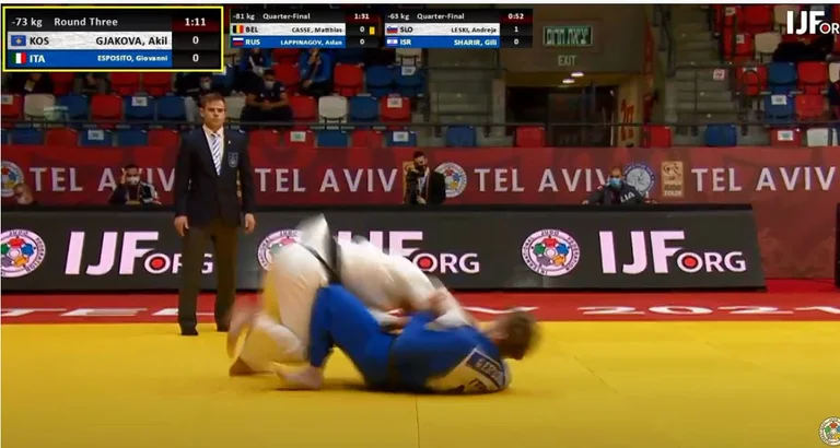 Achille Gjakova fu sconfitto dall'italiano Giovanni Esposito nel Grande Slam di Israele
