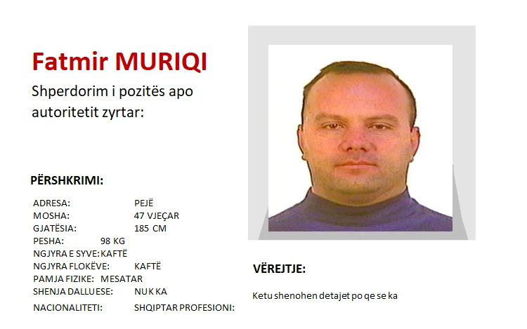 Police are looking for 47-year-old Peja accused of abuse of official position