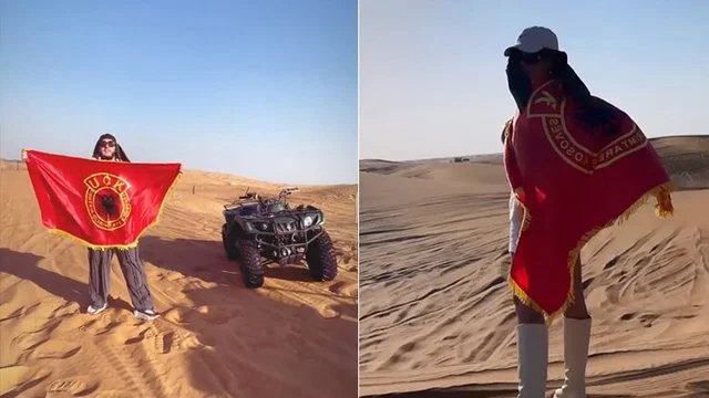 Flag NLA waves mid- Dubai Desert