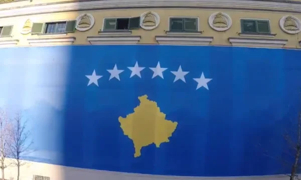 Kosovo flag deployed in Tirana's heart