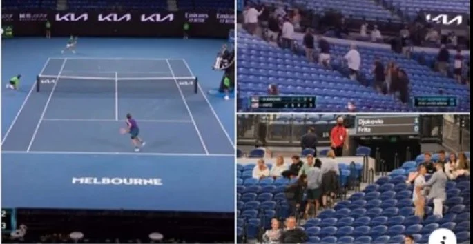 Fans were forced to leave the AUS Open in the middle of the Djokovic game.