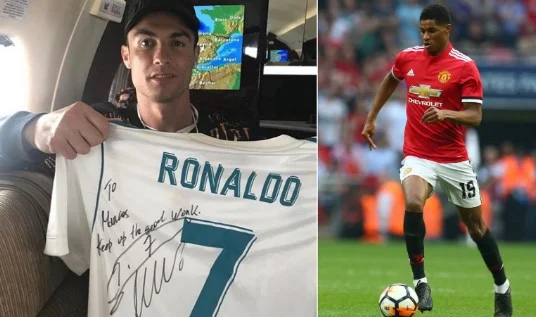 Rasford with a very special wish for Cristiano Ronaldo, that's what he wrote.