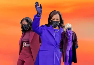 What meaning does purple color have in Michelle Obama, Hillary Clinton and Kamala Harris