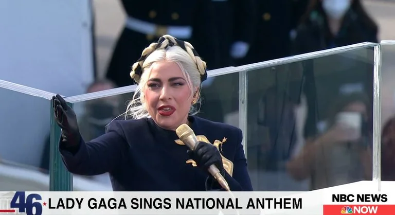 Lady Gaga performs the national anthem in the Biden inauguration