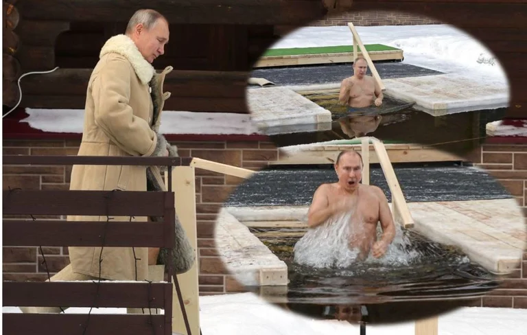 Vladimir Putin shows, he strips at -20 degrees.