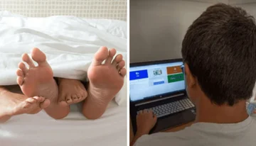Teacher and partner in online school, students see everything